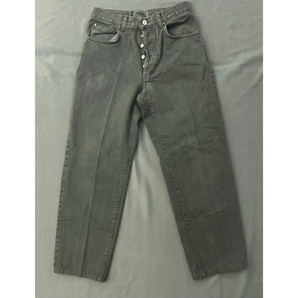 Vintage Versace Jeans Couture Mens 31 Black Straight Leg Ittierre Italy 90s